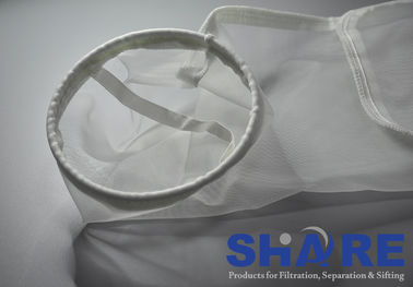 High Removal Efficiency Nylon Filter Bags , Filter Media Bags With Steel Ring